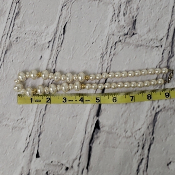 VINTAGE Faux Pearl and Bead Necklace 18" - Picture 5 of 8
